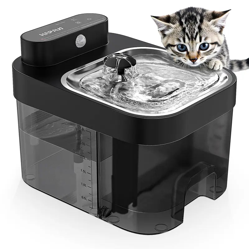 HAPAW Smart Cat Water Fountain withSeparate Clean & Wastewater Tanks, Filter-Free Design,3L Clean Water + 1.35L Wastewater Tanks, 2 Water FlowModes, Cordless with App Control for Multi-Cat Homes& Busy Cat Owners