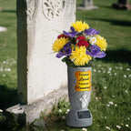 Solar-Powered Cross Angel Ceramic StoneVase with LED Light - Grave Vase, CemeteryTombstone Decoration, Fresh/Artificial FlowerHolder, Commemoration Gift for GrievingIndividuals
